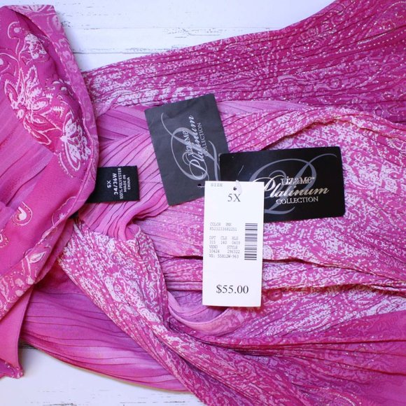 Liz&Me Platinum 5X 34/36W Pink Crinkle Blouse NWT - Picture 14 of 14